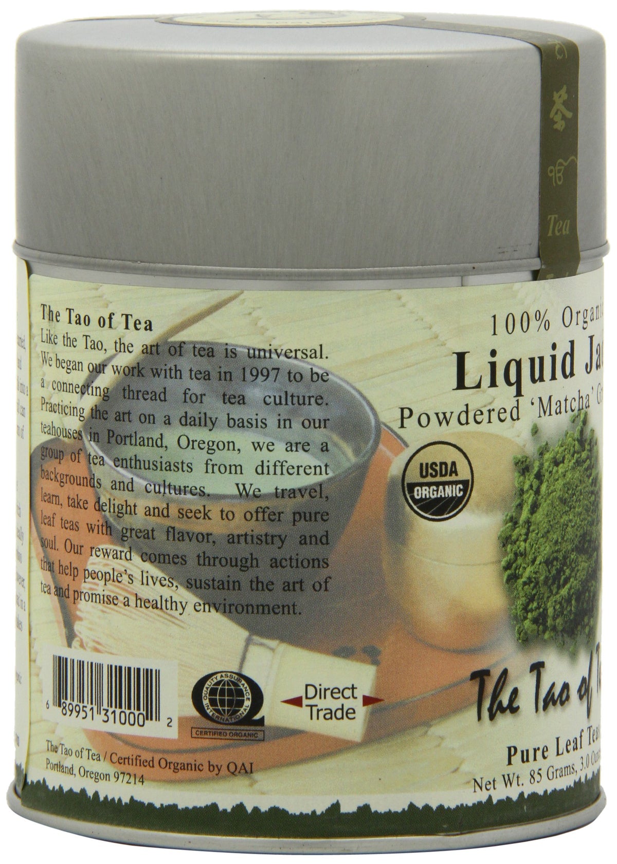 The Tao of Tea Liquid Jade Powdered Matcha Green Tea, Loose Leaf, 3 Oz