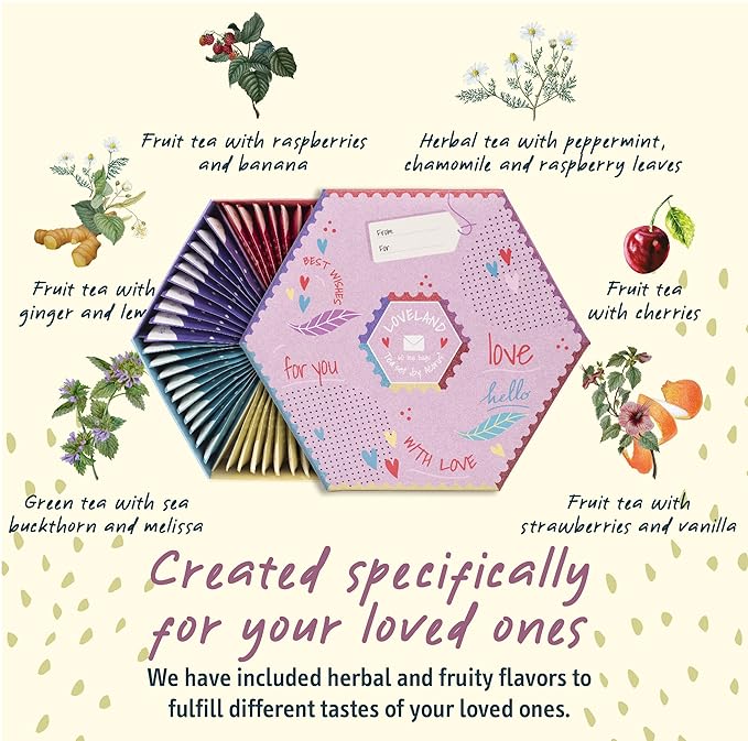 ACORUS Wellness & Loveland Tea Sets, Natural Assorted Herbal Tea Hamper Box Gift Sets, Large Variety of 120 Tea Bags, 12 Flavours