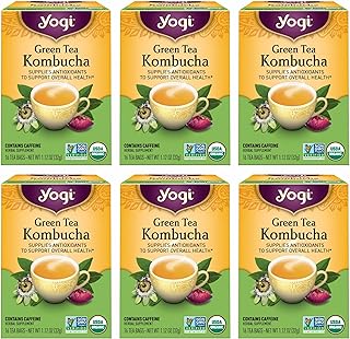 Yogi Tea - Green Tea Kombucha (6 Pack) - Supplies Antioxidants to Support Overall Health - Contains Caffeine - 96 Organic Green Tea Bags