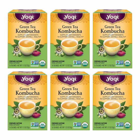 Yogi Tea - Green Tea Kombucha (6 Pack) - Supplies Antioxidants to Support Overall Health - Contains Caffeine - 96 Organic