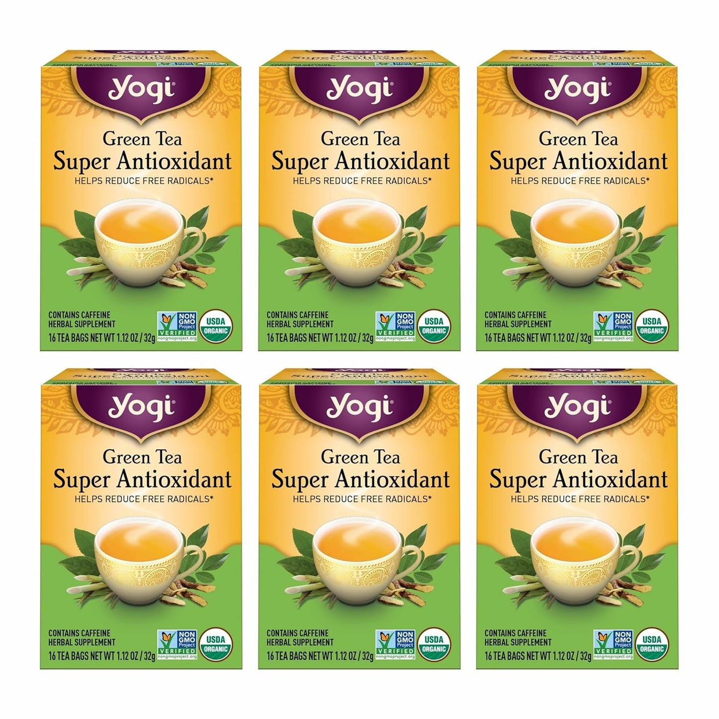 Yogi Green Tea Super Antioxidant, 16 Tea Bags (4 Pack)