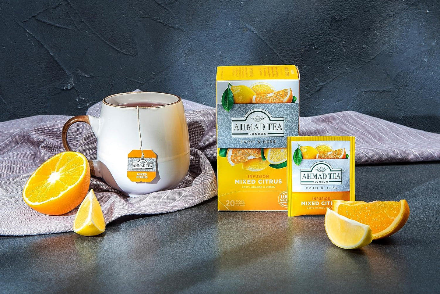 Ahmad Tea Herbal Tea, Mixed Citrus Teabags, 20 ct (Pack of 1) - Decaffeinated & Sugar-Free