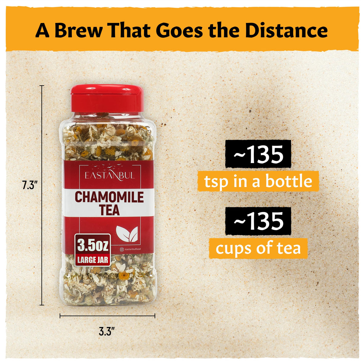Eastanbul Chamomile Tea Loose Leaf, Chamomile Flowers, Caffeine-Free, 3.5oz