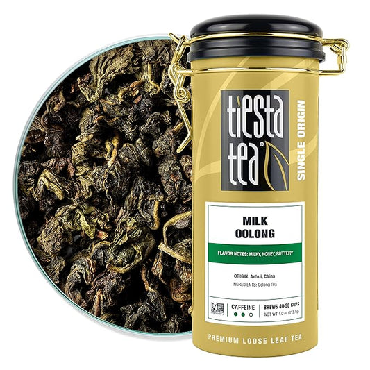 Tiesta Tea - Milk Oolong Tea, Loose Leaf, Single Origin Premium Oolong Blend from China, Medium Caffeinated, Makes Hot or Iced Drink & Up to 50 Cups, 100% Pure Unblended, 4oz Refillable Tin