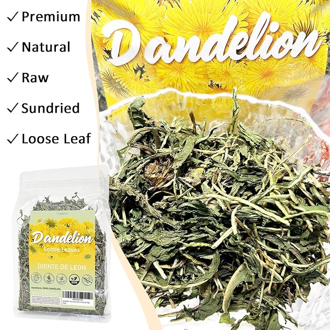 Dandelion Loose Leaf Root Tea 4.4 Ounce(125g), Natural Herbal Tea for Kidney & Liver, Aid in Digestion, Raw, Caffeine-Free