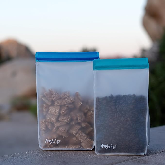 (re) zip Reusable Kitchen and Pantry Food Storage Bags – 2-Piece BPA-Free Leakproof Organization for Snacks, Chips, Cereal, Dry Goods – Airtight, Freezer and Dishwasher Safe, Aqua & Cobalt