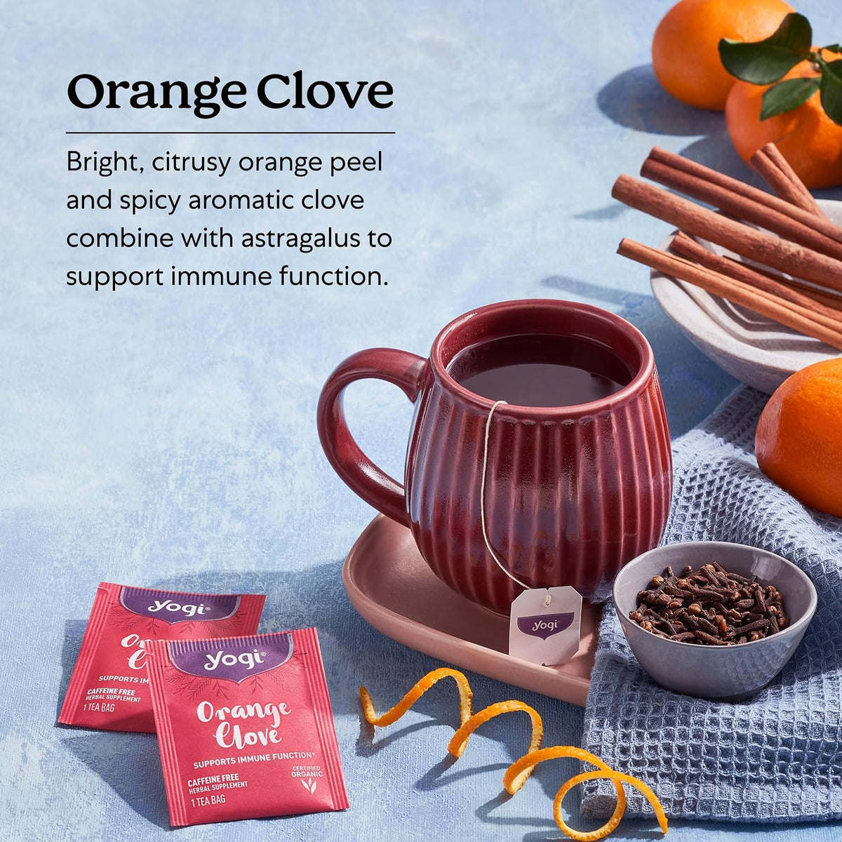 Yogi Orange Clove Organic Tea, 16 Tea Bags (4 Pack)