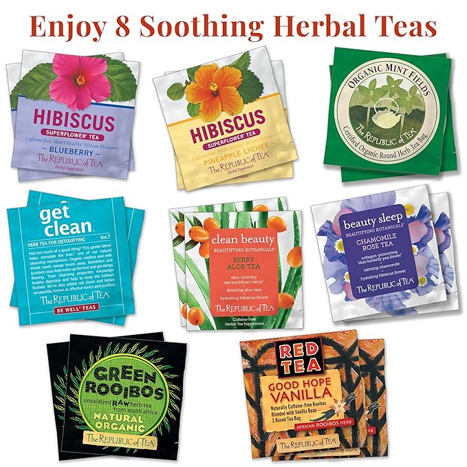 The Republic of Tea – Premium Assortment of Teas & Herbs, 40 Individually Wrapped Tea Bags