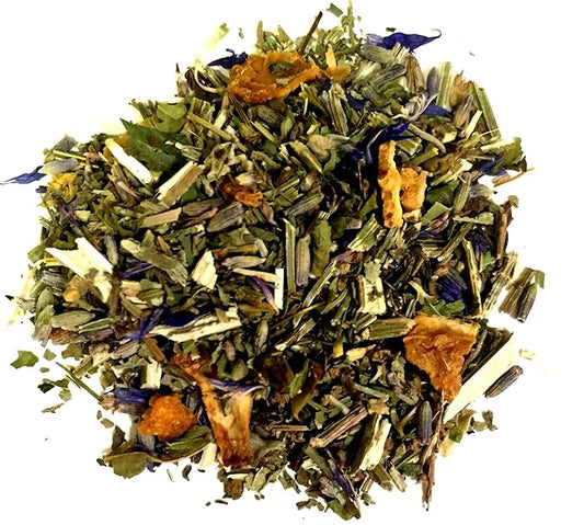 Nelson's Tea - Lavender Orange - Herbal Loose Leaf Tea - Caffeine Free - Orange peel, blue vervian, California poppy, lavender, catnip, cornflower, and basil (Sample 0.3 Oz)
