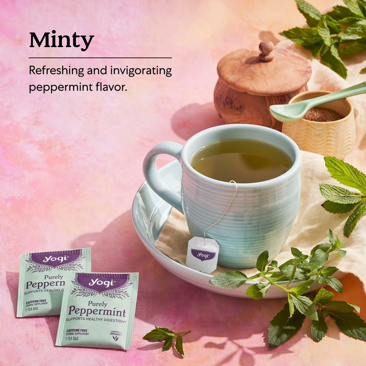 Yogi Purely Peppermint Tea, 16 Tea Bags (4 Pack)
