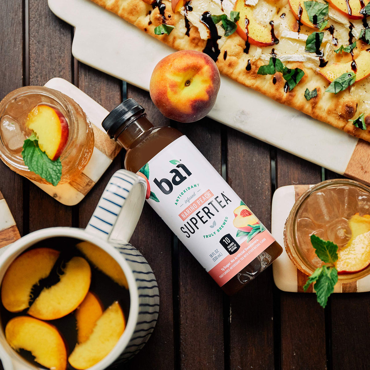 Bai Iced Tea, Narino Peach, Antioxidant Infused Supertea, Crafted with Real Tea (Black Tea, White Tea), 18 Fluid Ounce B