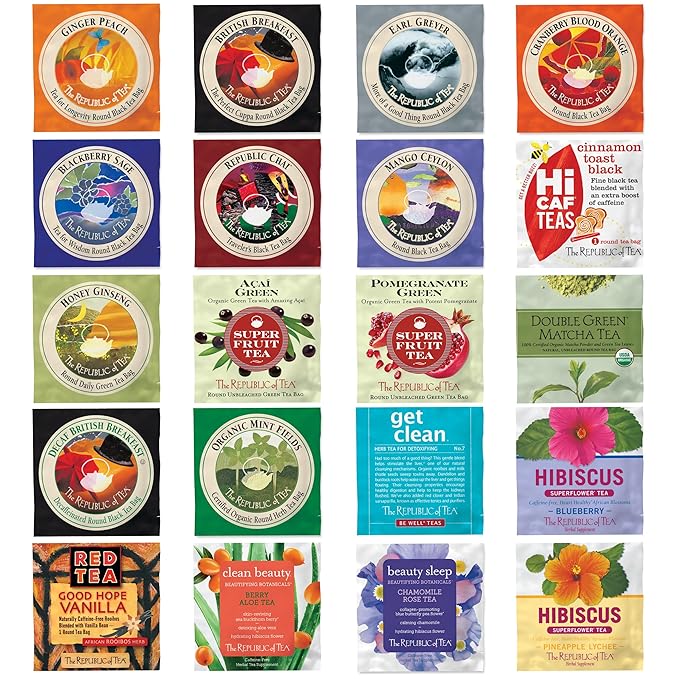 The Republic of Tea – Premium Assortment of Teas & Herbs, 40 Individually Wrapped Tea Bags
