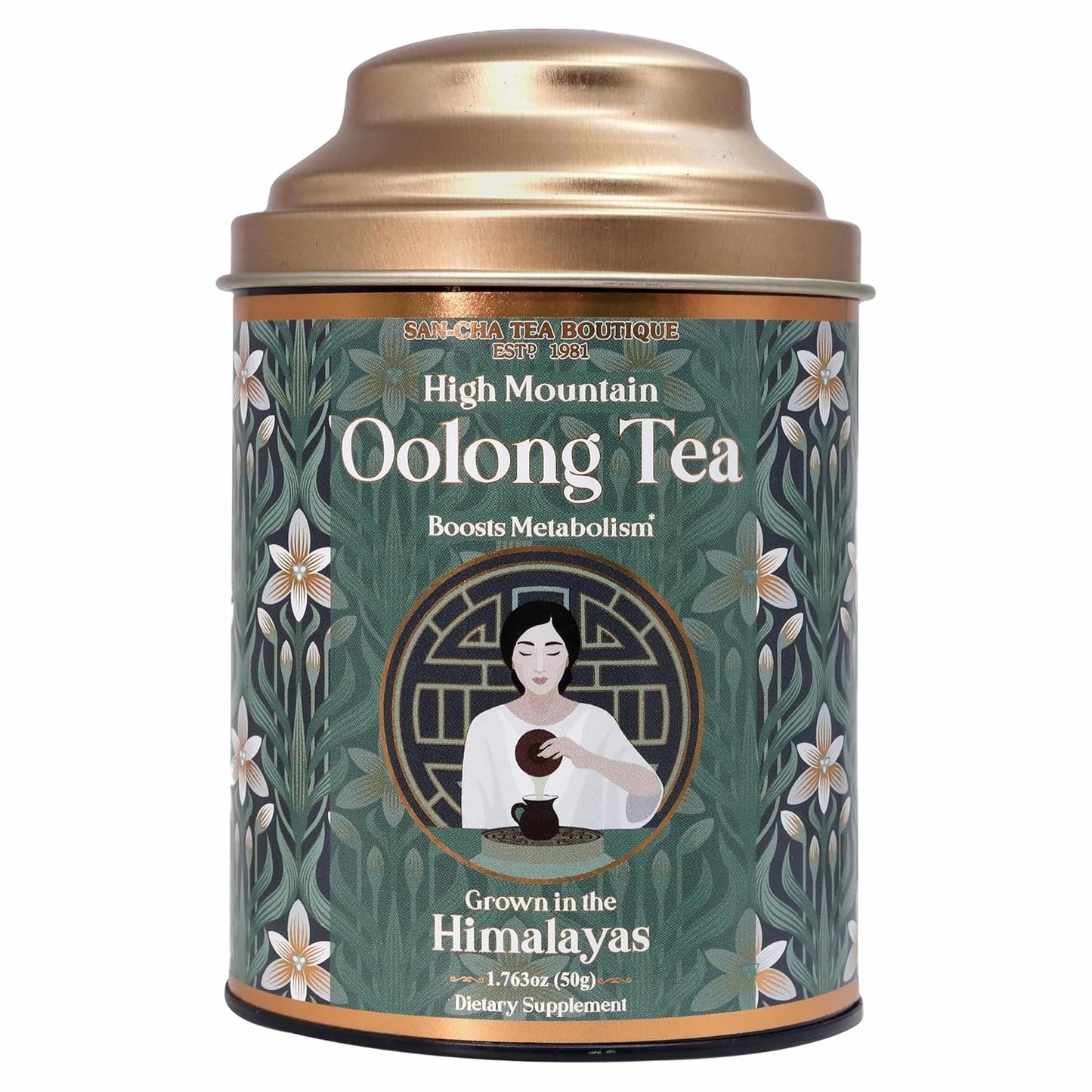 Sancha Tea Boutique, Oolong Tea, 50g Loose Leaves, Himalayan High Mountain Tea, Semi-Fermented Whole Leaves, Light Caffeine, Reviving Metabolism