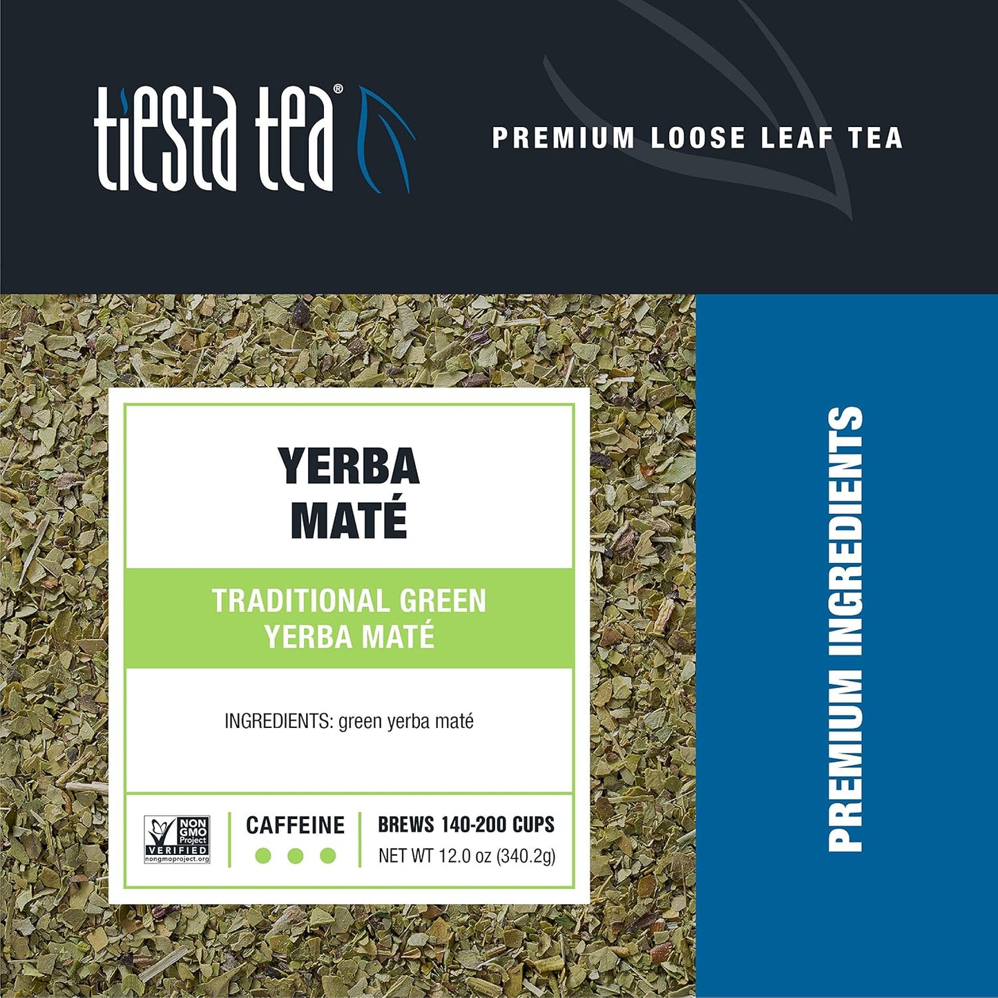 Tiesta Tea - Yerba Mate, Loose Leaf, Traditional Green Maté Tea | Premium High Caffeinated Blend, Make Hot or Iced, Brews Up to 200 Cups, Rich Flavors, 12oz Resealable Bulk Pouch