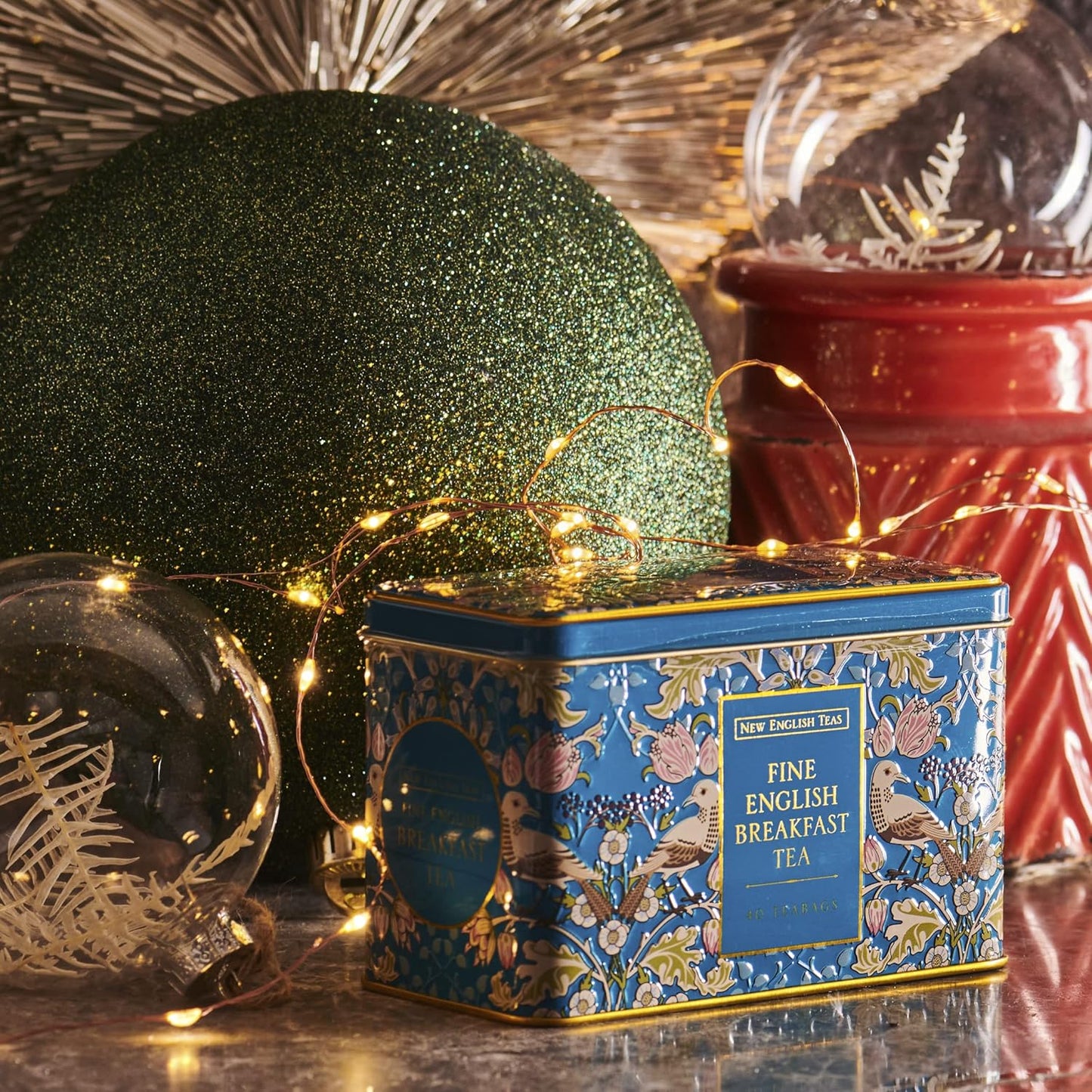 New English Teas Song Thrush & Berries Tea Tin with 40 English Breakfast Teabags