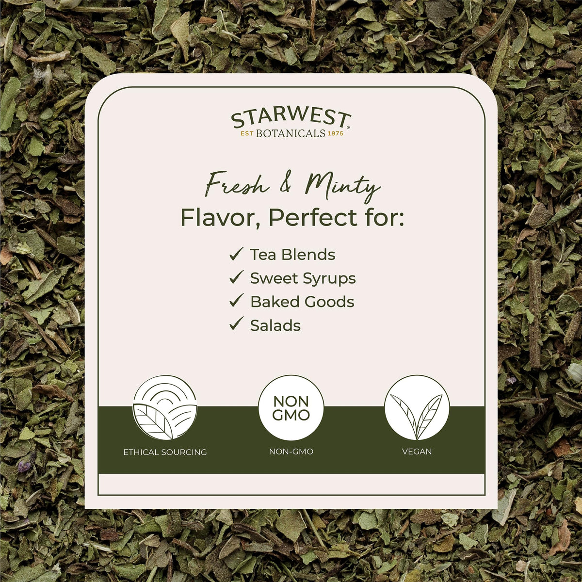 Starwest Botanicals Organic Peppermint Leaves Cut & Sifted - 4 oz Pouch