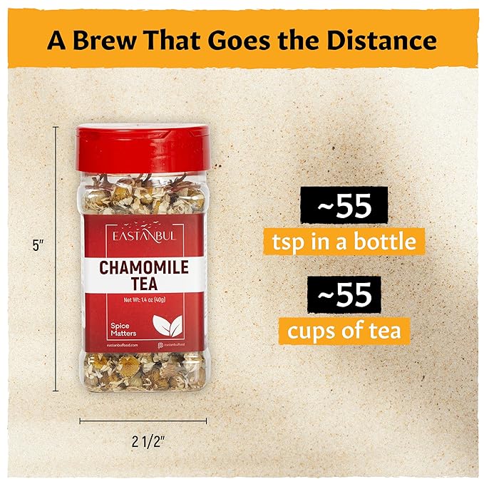 Eastanbul Chamomile Flowers Loose Dried, 1.4oz, Dried Chamomile Tea Loose Leaf, Flor de Manzanilla, Caffeine-Free Camomile Tea, Camomille Herb