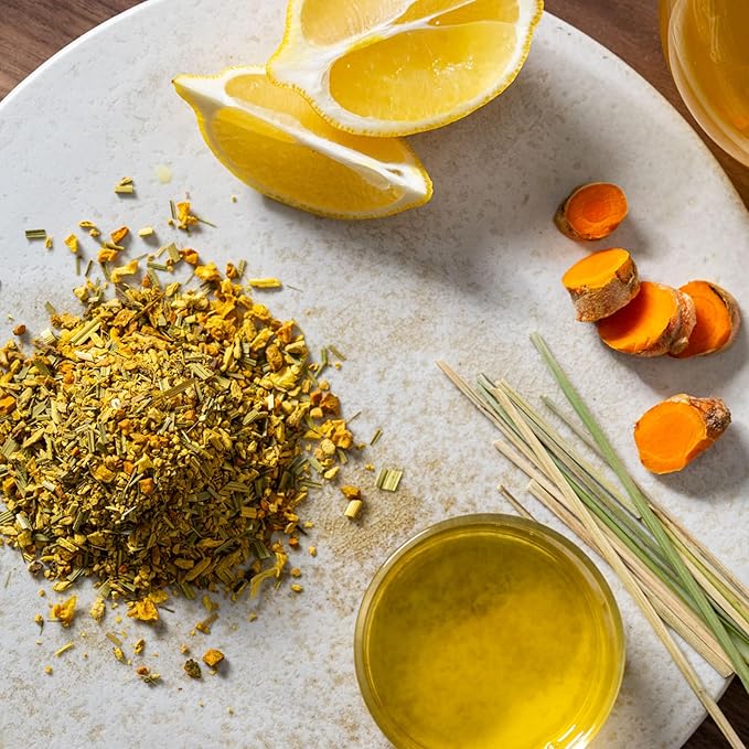 Rishi Tea Turmeric Ginger Herbal Tea - Organic Loose Leaf, Caffeine Free Blend with Spicy Ginger & Citrus, Hot or Iced - 16 Ounces