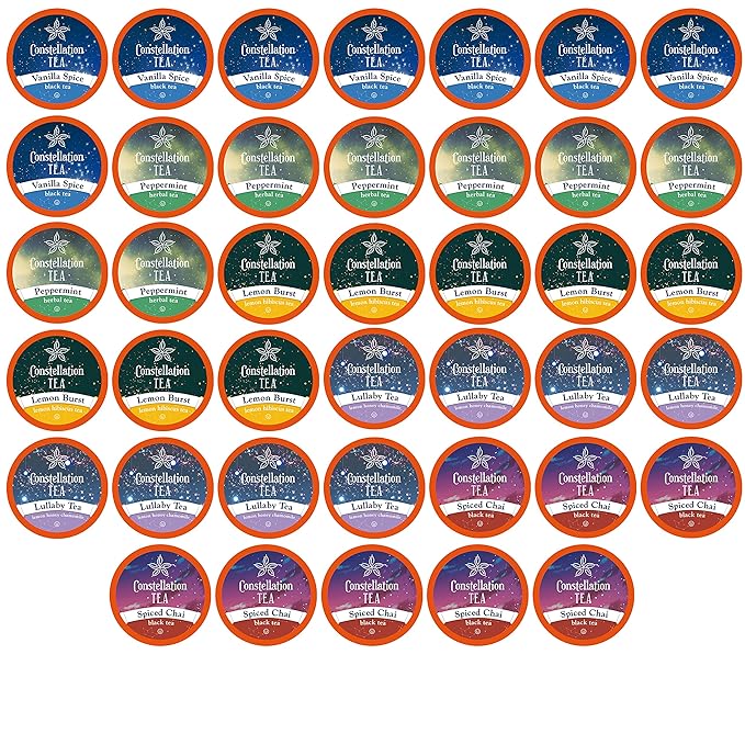 Constellation Tea Assorted Variety Pack Sampler Tea Pods Compatible with K Cup Brewers Including 2.0, 40 Count
