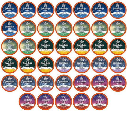 Constellation Tea Assorted Variety Pack Sampler Tea Pods Compatible with K Cup Brewers Including 2.0, 40 Count