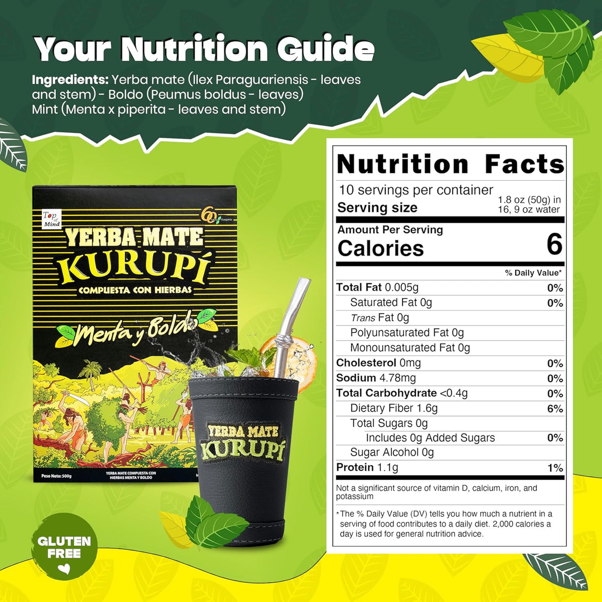 Kurupi Yerba Mate with Mint & Boldo 500 g (1.1 lb)