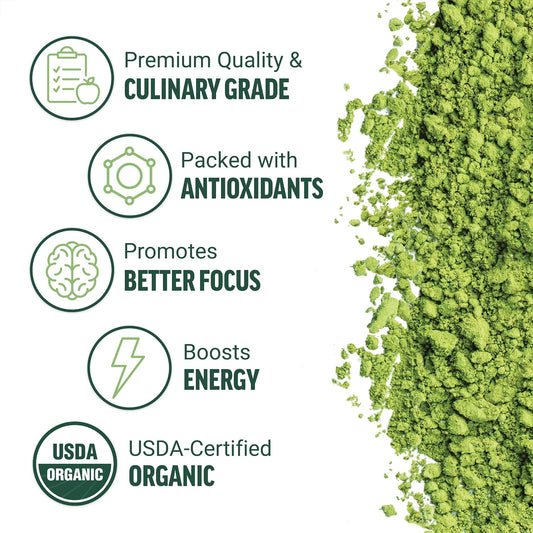 Force Factor Organic Matcha Green Tea Powder | for Energy, Focus &amp; Daily Wellness, Culinary Grade, USDA-Certified Organic, Rich &amp; Delicious Flavor 169g, 84 Servings