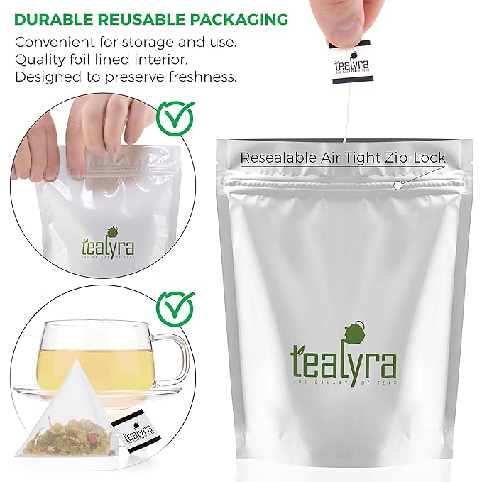 Tealyra - Tranquil Dream - 25 Bags - Chamomile Honeybush Lavender - Calming - Relaxing - Herbal Loose Leaf Tea - Caffeine-Free