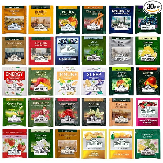 Ahmad Tea Sampler Assortment, Variety Pack (30 Count), 30 Unique Flavors of Tea