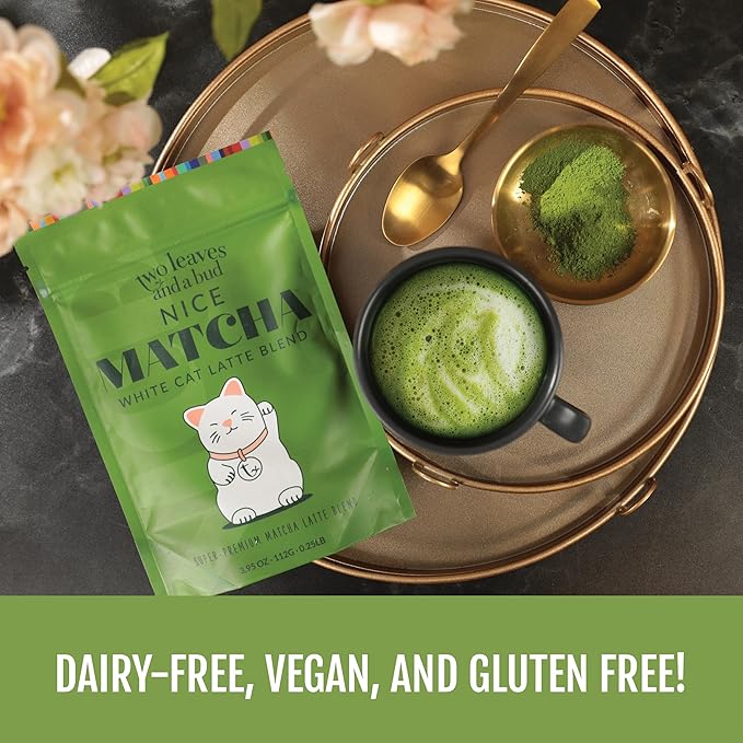 Two Leaves and a Bud Nice Matcha Latte Blend, Japanese Matcha Green Tea Powder, 2 Resealable Bags, 224g