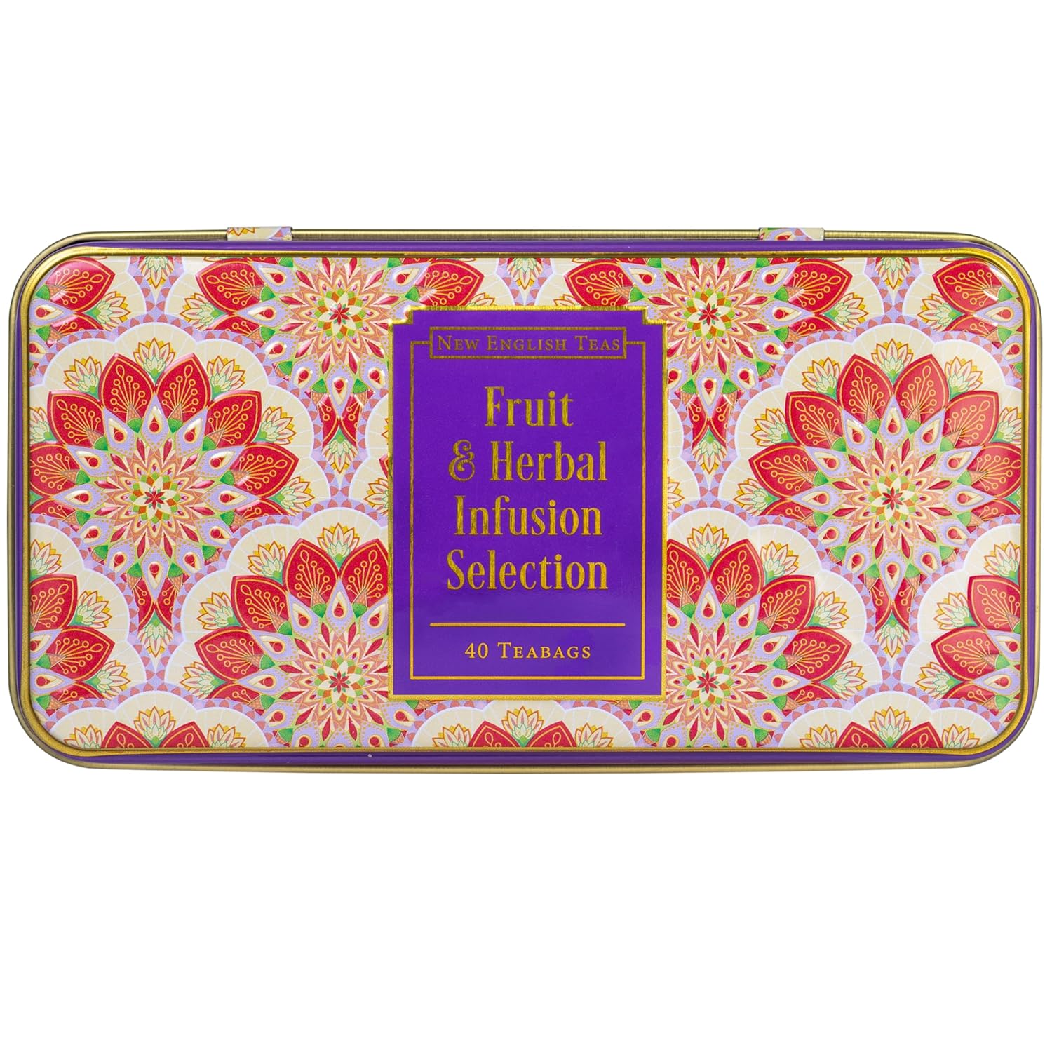 New English Teas Fruit and Herbal Tea in Tin with 40 Teabags - Rosehip & Hibiscus, Peppermint, Chamomile & Black Tea with Lemon & Ginger