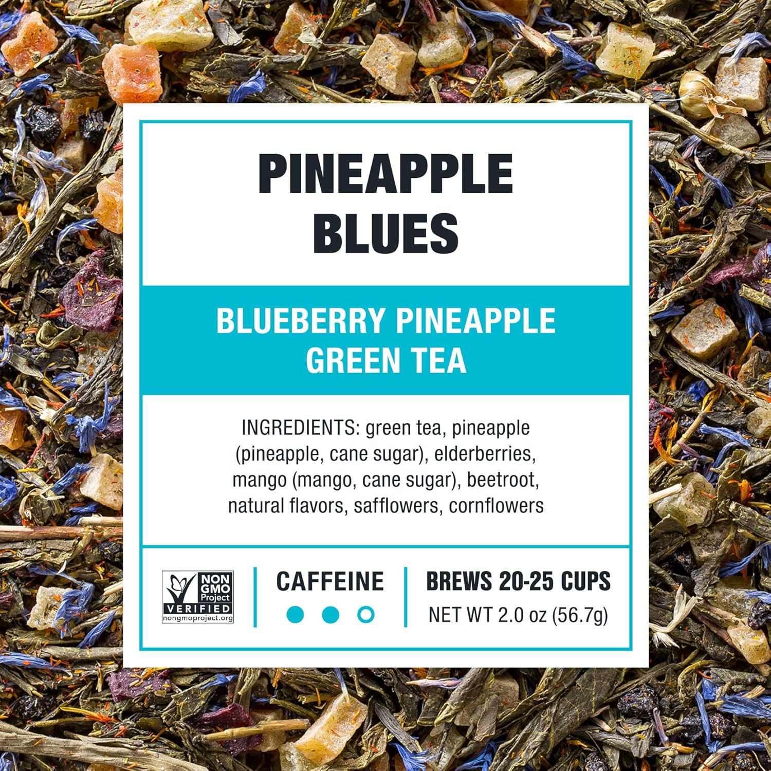 Tiesta Tea - Pineapple Blues, Loose Leaf, Blueberry Pineapple Green Tea, Premium Tropical Blend, Medium Caffeinated Green, Make Hot or Iced, Brews Up to 25 Cups, 2 Ounce Resealable Pouch