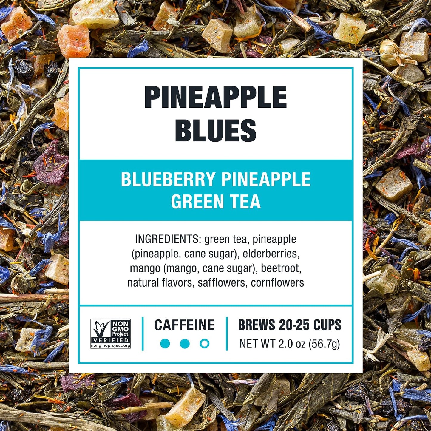Tiesta Tea - Pineapple Blues, Loose Leaf, Blueberry Pineapple Green Tea | Premium Tropical Blend, Medium Caffeinated Green, Make Hot or Iced, Brews Up to 25 Cups, 2 Ounce Resealable Pouch