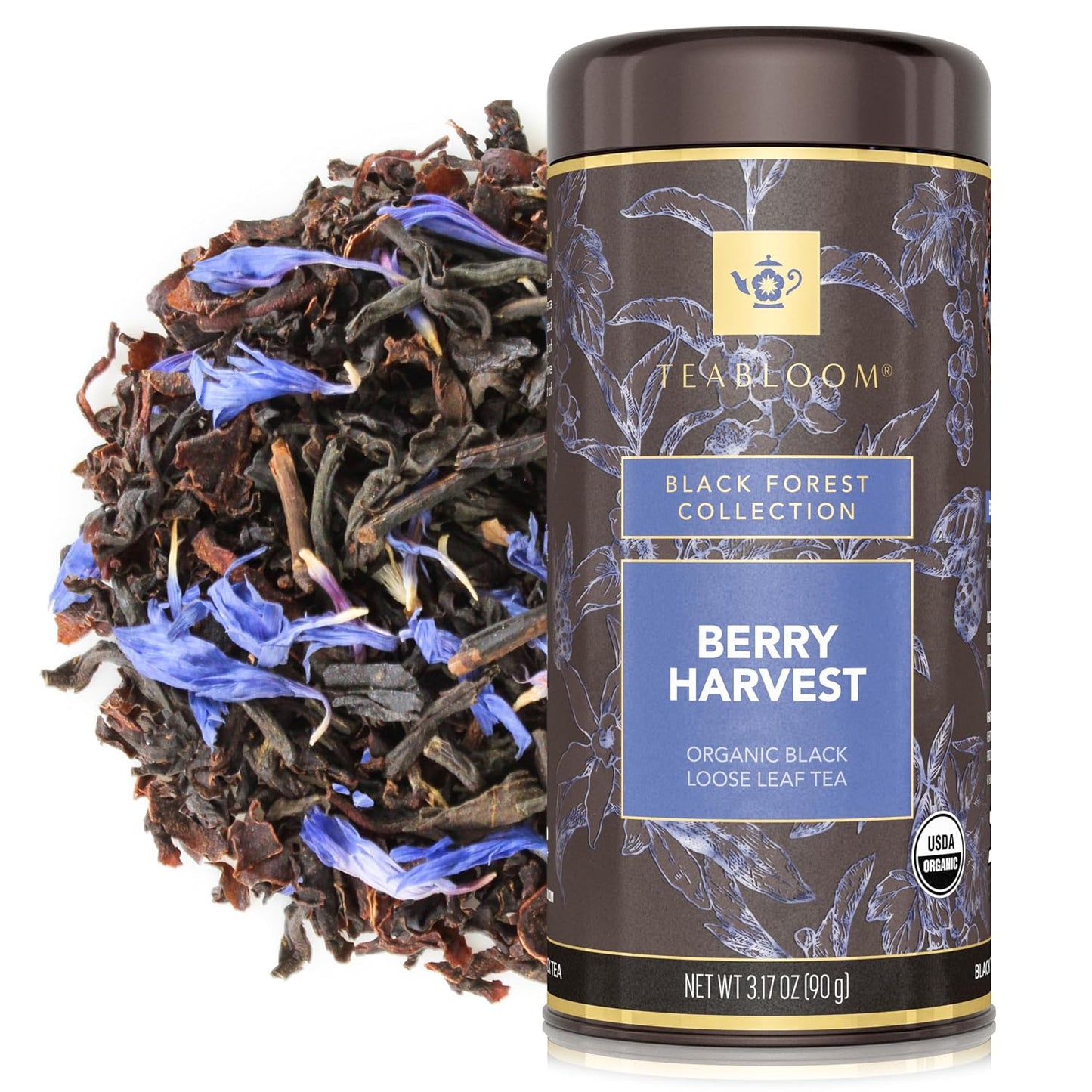 Teabloom Organic Fruity Black Tea, Berry Harvest Loose Leaf Tea, USDA Certified Organic & Kosher