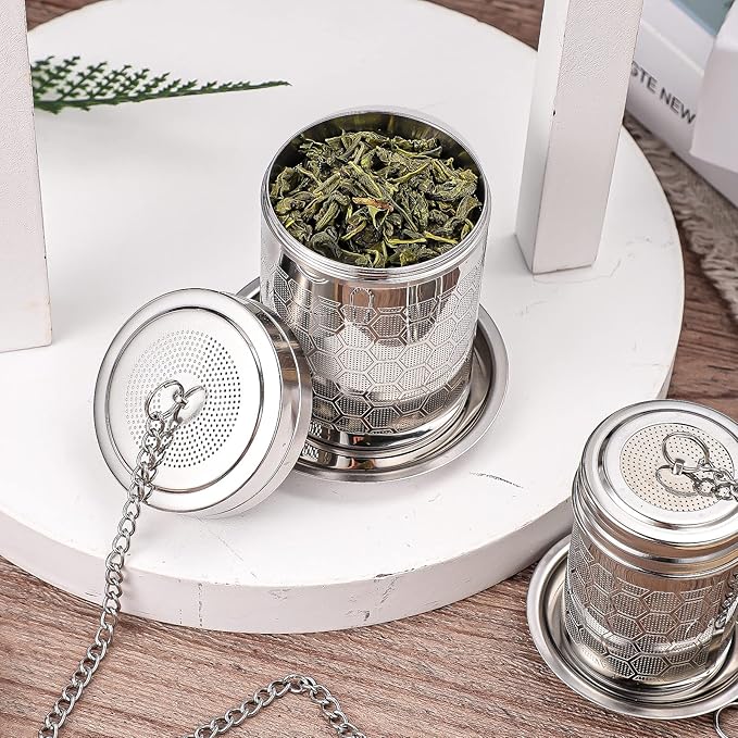 2 Pack Tea Infuser, Tea Strainers for Loose Tea Mesh Stainless Tea Strainer Loose Leaf Tea Steeper Tea Diffuser with Tea Basket and Lid for Black Tea