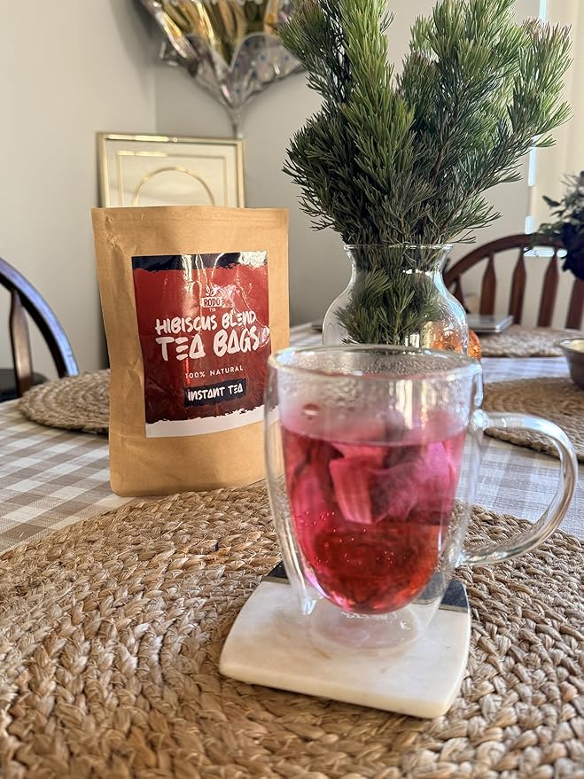 Hibiscus Tea Bags - 30 Count Premium Hibiscus Tea, Caffeine-Free, Sugar Free, Refreshing Wellness Herbal Tea Blend with Ginger, Mint