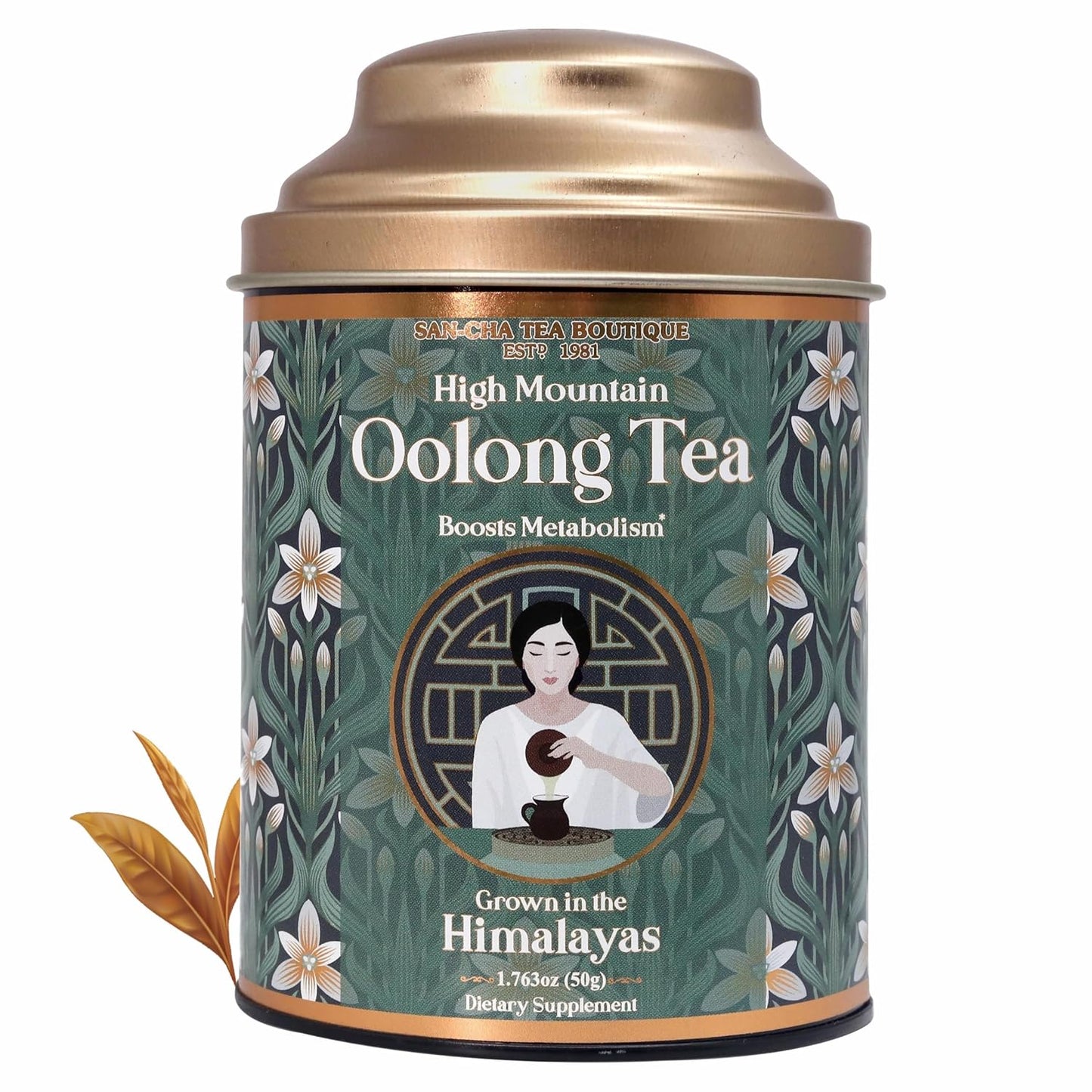 Sancha Tea Boutique, Oolong Tea, 50g Loose Leaves, Himalayan High Mountain Tea, Semi-Fermented Whole Leaves, Light Caffeine, Reviving Metabolism