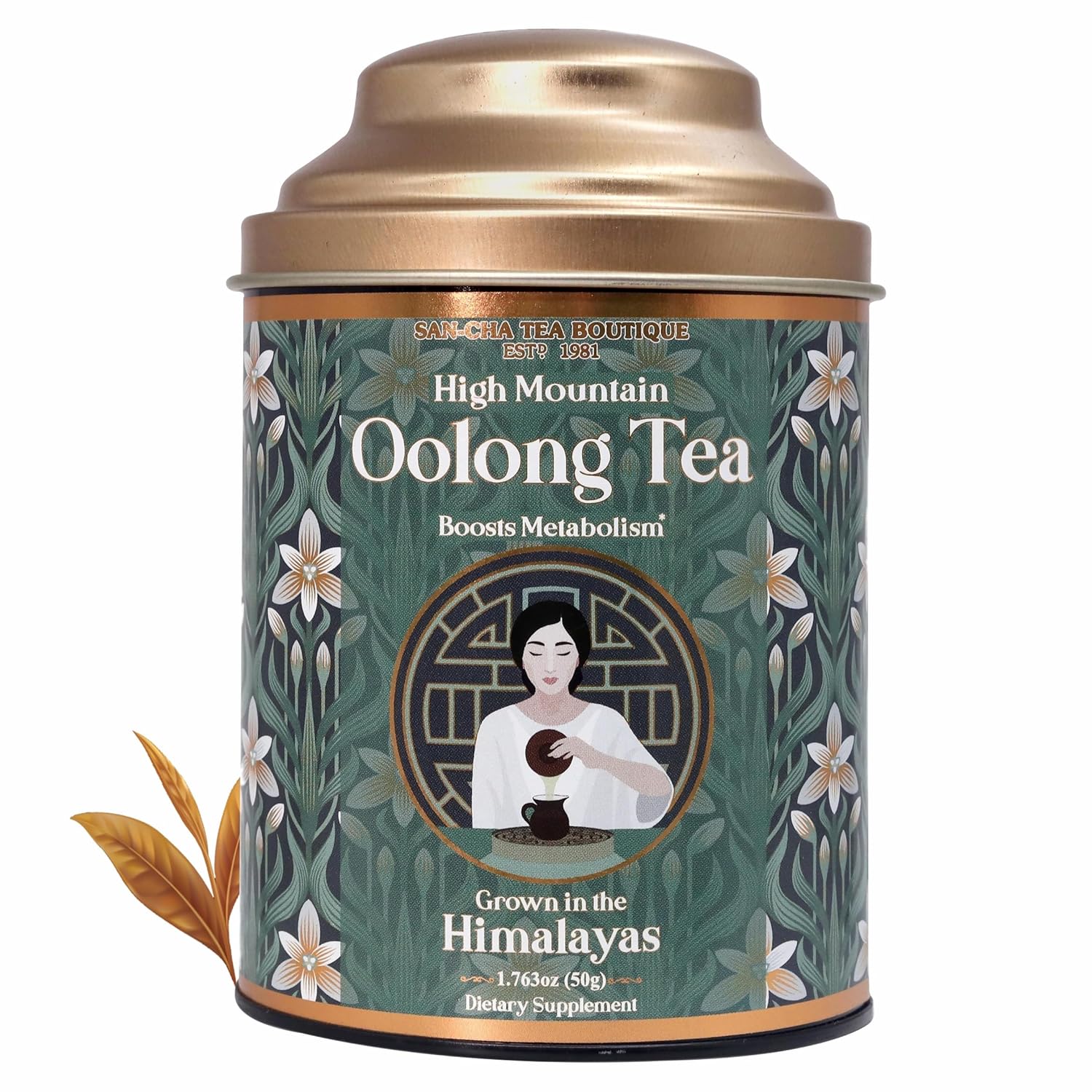 Sancha Tea Boutique, Oolong Tea, 50g Loose Leaves, Himalayan High Mountain Tea, Semi-Fermented Whole Leaves, Light Caffeine, Reviving Metabolism