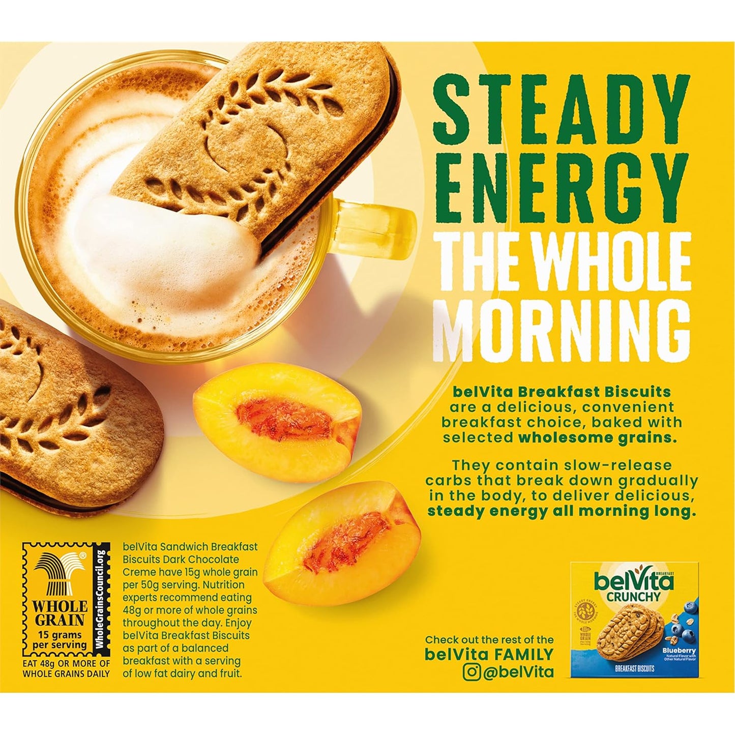belVita Breakfast Bar Biscuit Sandwiches, Dark Chocolate Creme, 30 Total Packs, 6 Boxes (2 Biscuits Per Pack)