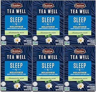 Celestial Seasonings TeaWell Herbal Tea, Sleep with Melatonin, Chamomile Mint, Caffeine Free Wellness Tea, 12 Tea Bags (Pack of 6)
