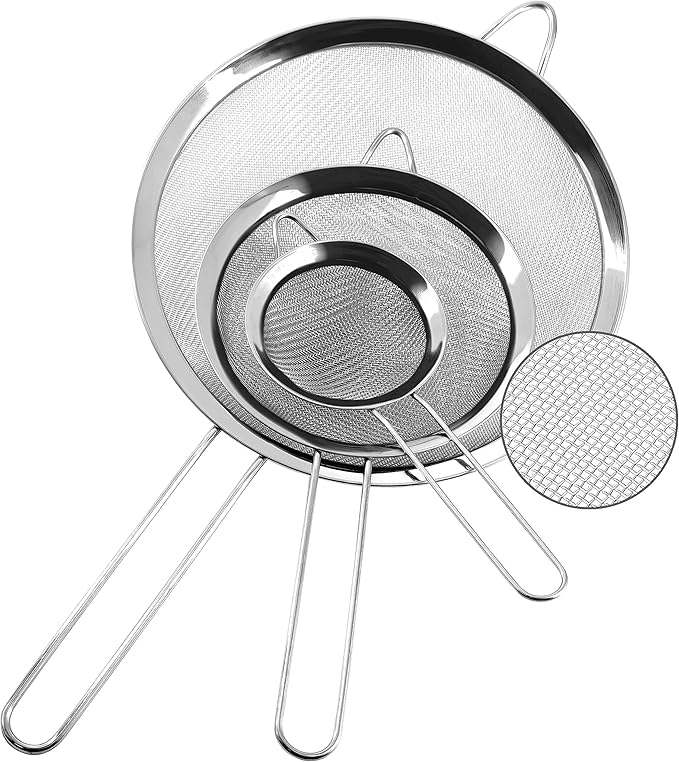 Anaeat Fine Mesh Strainers - Premium Stainless Steel Colander Sieve Sifters, with Durable Mesh and S