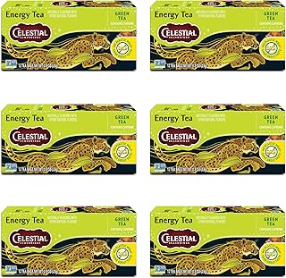 Celestial Seasonings Energy Green Tea, Caffeinated, 12 Tea Bags Box (Pack of 6)