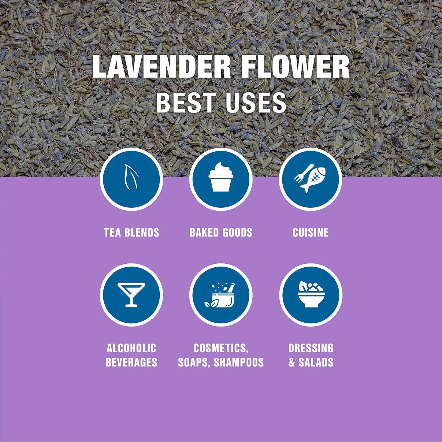 Tiesta Tea - Dried Organic Lavender Flower, Loose Leaf | Premium Non-Caffeinated Blend, Make Hot or Iced, Raw Edible Lavender Buds, Rich Flavors, 8oz Resealable Bulk Pouch