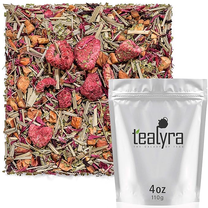 Tealyra - Raspberry Relaxation - Herbal Loose Leaf Tea - Lemon Verbena - Hibiscus - Lemongrass - Rel