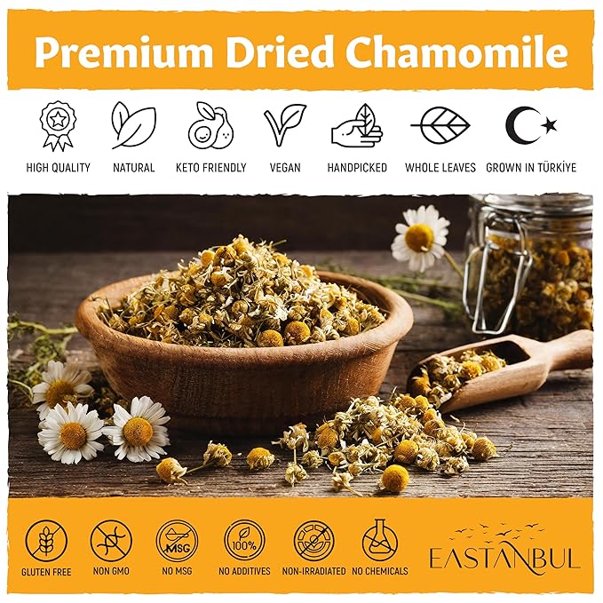 Eastanbul Chamomile Flowers Loose Dried, 1.4oz, Dried Chamomile Tea Loose Leaf, Flor de Manzanilla, Caffeine-Free Camomile Tea, Camomille Herb