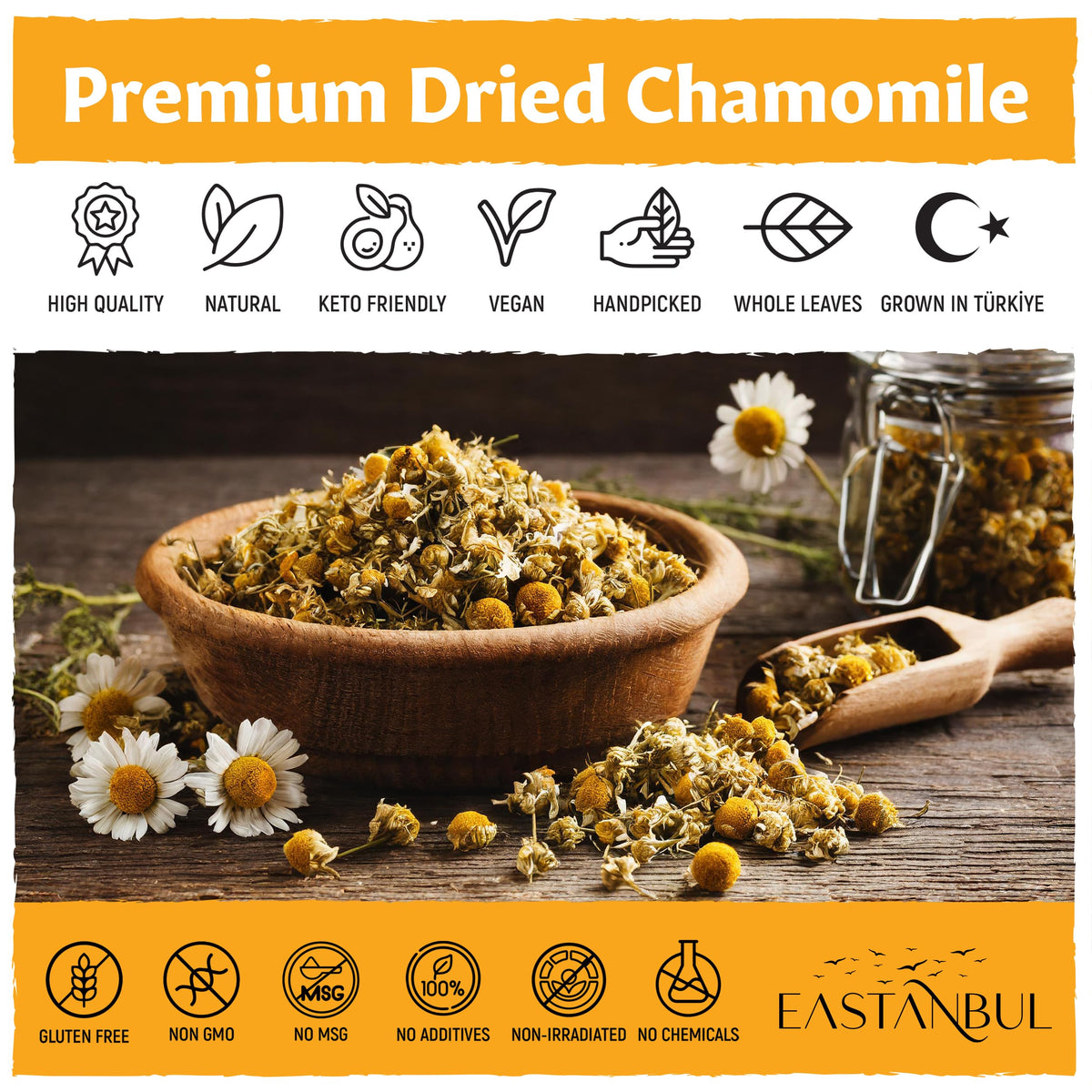 Eastanbul Chamomile Tea Loose Leaf, Chamomile Flowers, Caffeine-Free, 3.5oz