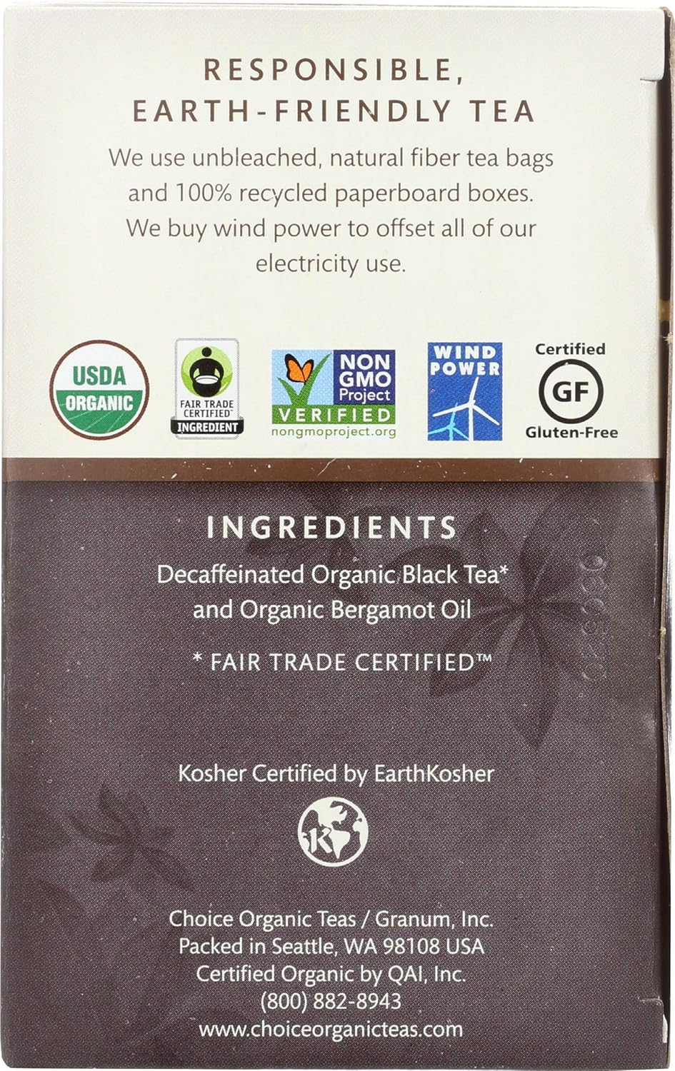 Choice Organic, Decaf Earl Grey, 16 ct