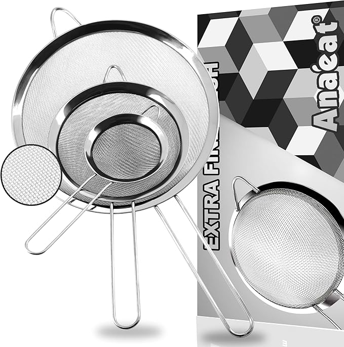 Anaeat Fine Mesh Strainers - Premium Stainless Steel Colander Sieve Sifters, with Durable Mesh and S