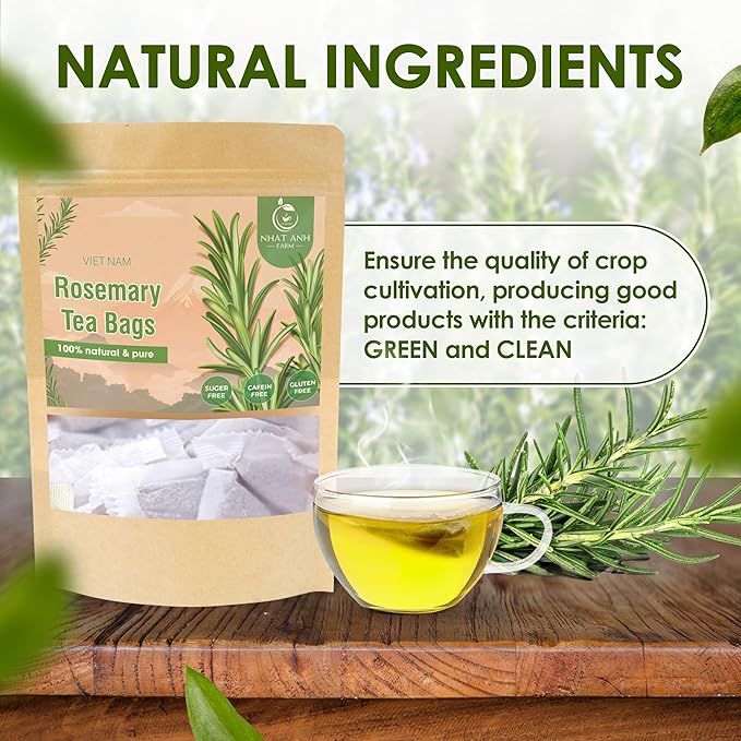 Nhat ANH Farm Premium Rosemary Tea Bags, 40 Count, 100% Natural Dried Rosemary Leaves, Naturally Sweet Herbal Tea, Sugar-Free, Caffeine-Free