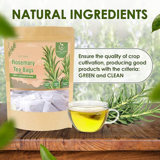 Nhat ANH Farm Premium Rosemary Tea Bags, 40 Count, 100% Natural Dried Rosemary Leaves, Naturally Sweet Herbal Tea, Sugar-Free, Caffeine-Free
