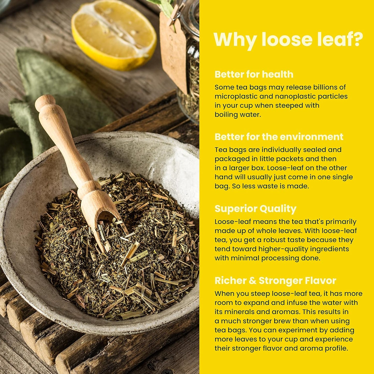 Gardenika Lemon Spearmint Organic Loose Leaf Tea, Herbal and Caffeine-Free Natural Blend – KSA Kosher, No Natural or Artificial Flavors – 4 oz (1 Pack)